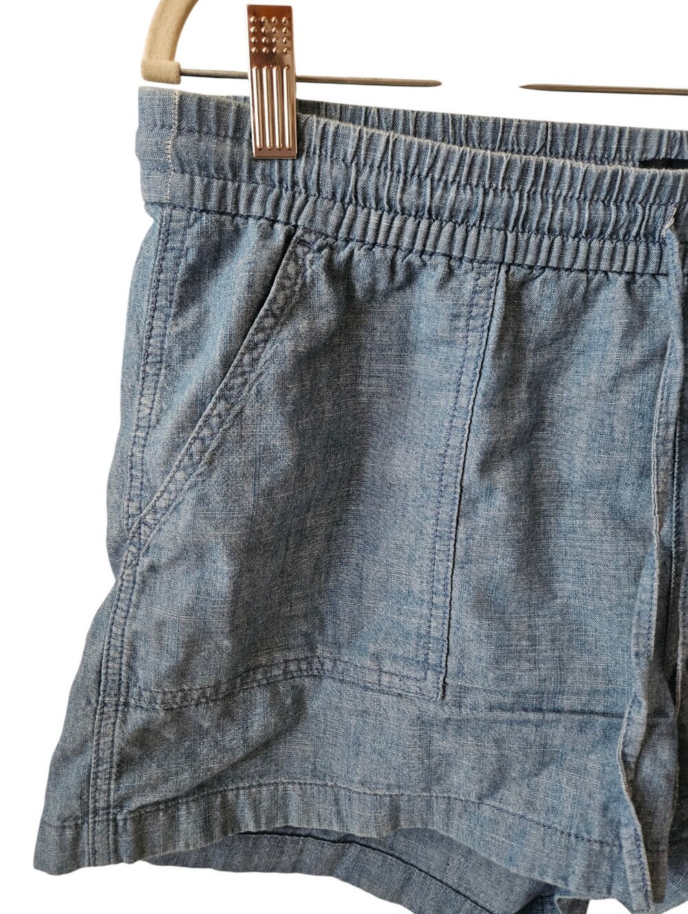 J. Crew Light Blue Chambray Women's Casual Drawstring Shorts M - Picture 7 of 12